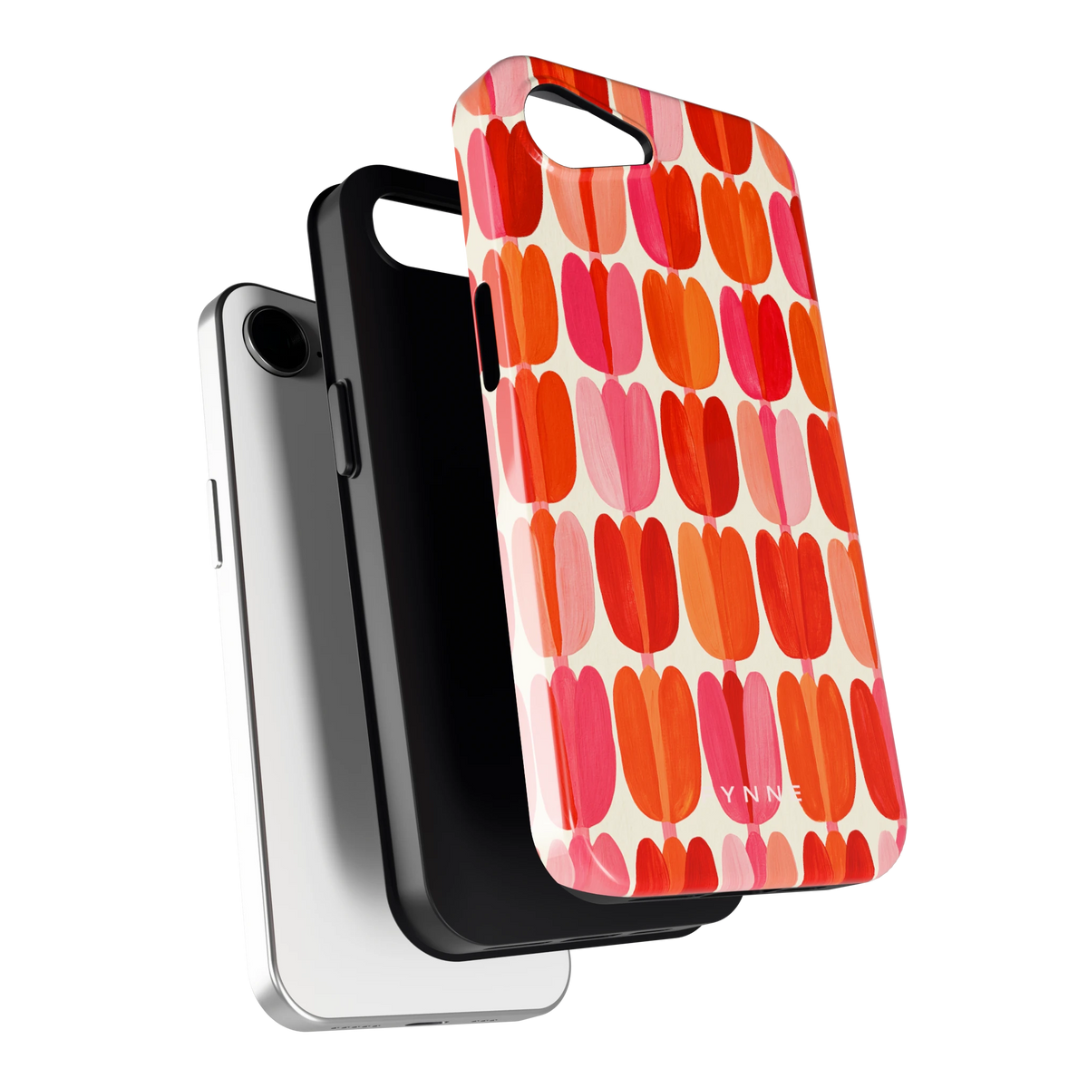 Geschilderde tulpenrijen hoesje voor iPhone 16e, los van de telefoon