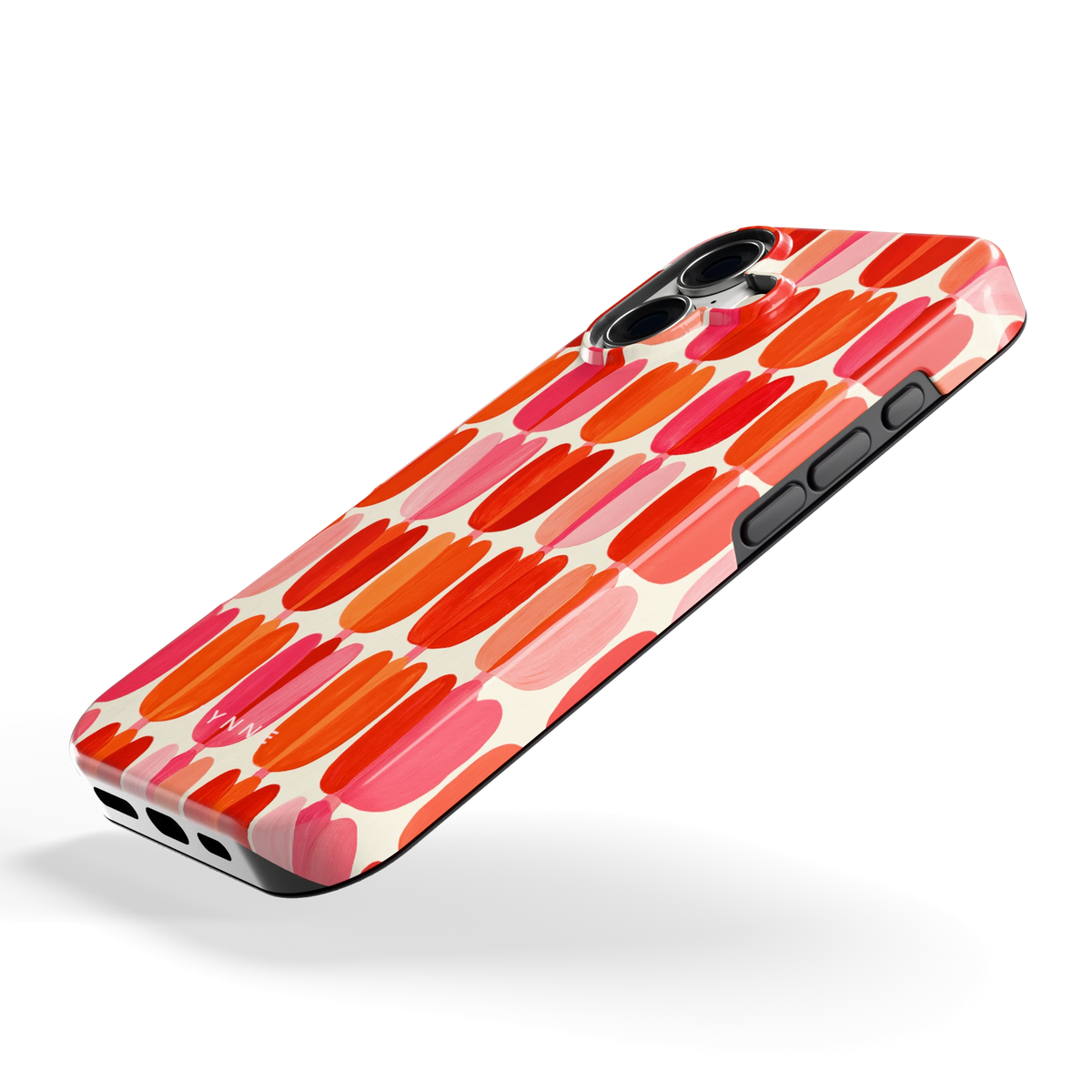 Geschilderde tulpenrijen hoesje voor iPhone 17, schuin