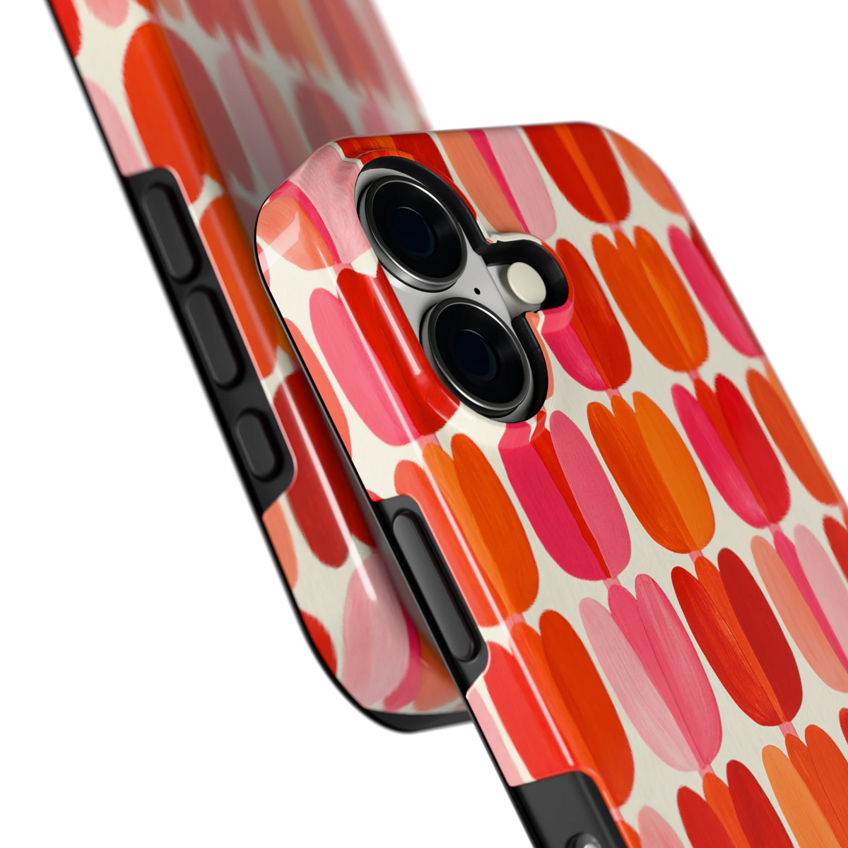 Geschilderde tulpenrijen hoesje voor iPhone 17, close-up