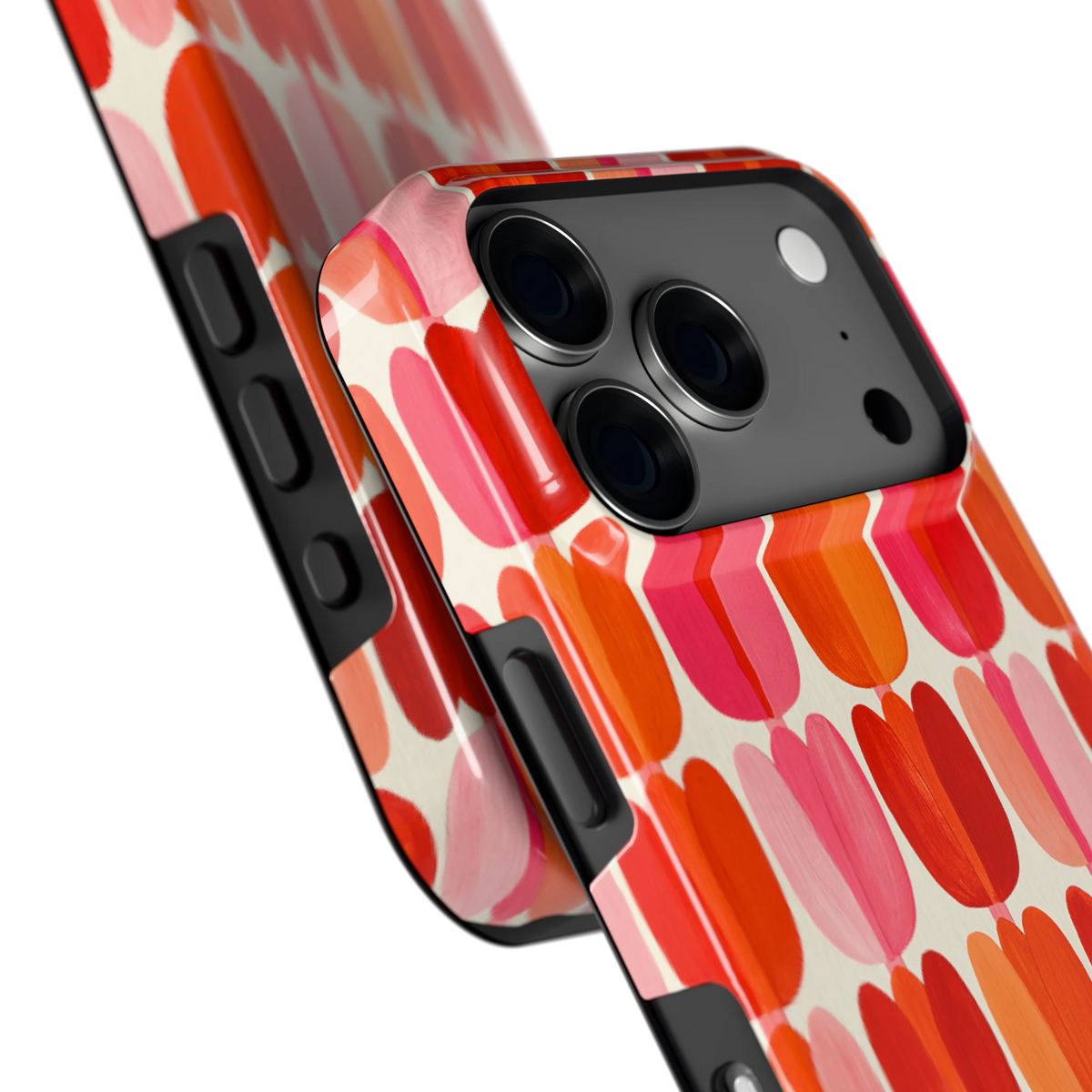 Geschilderde tulpenrijen hoesje voor iPhone 18 Pro, close-up