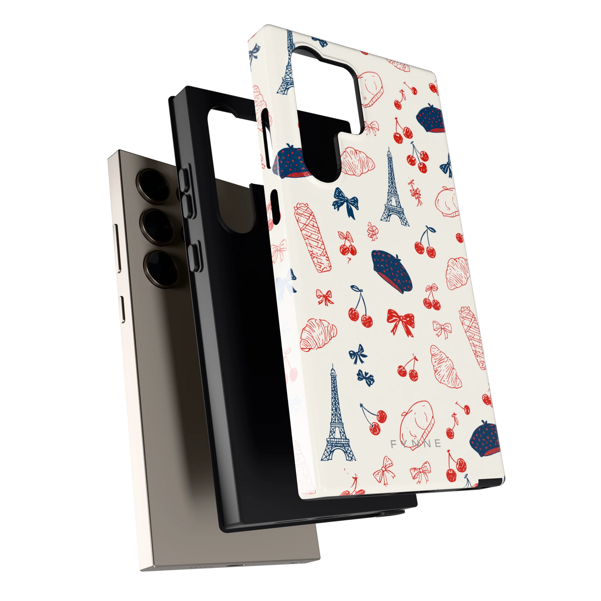 Parijse Doodles hoesje voor Galaxy S24 Ultra, los van de telefoon