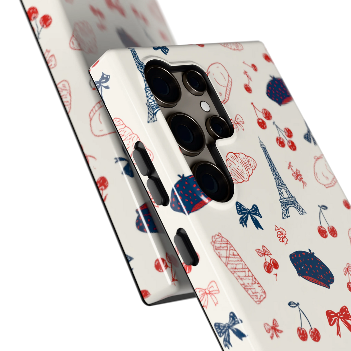 Parijse Doodles hoesje voor Galaxy S24 Ultra, close-up