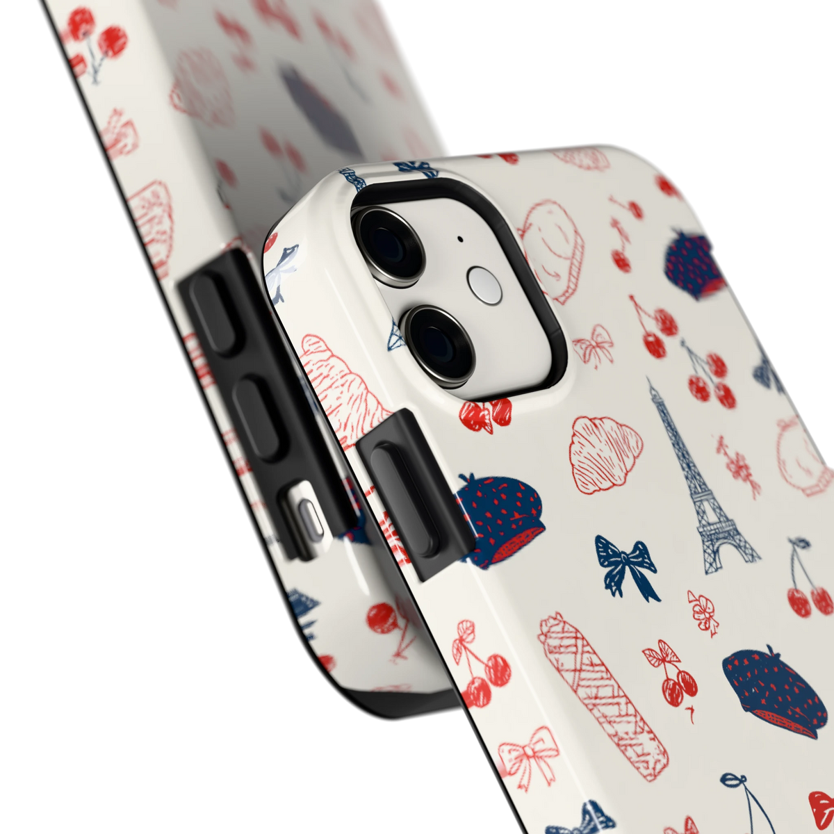 Parijse Doodles hoesje voor iPhone 11, close-up