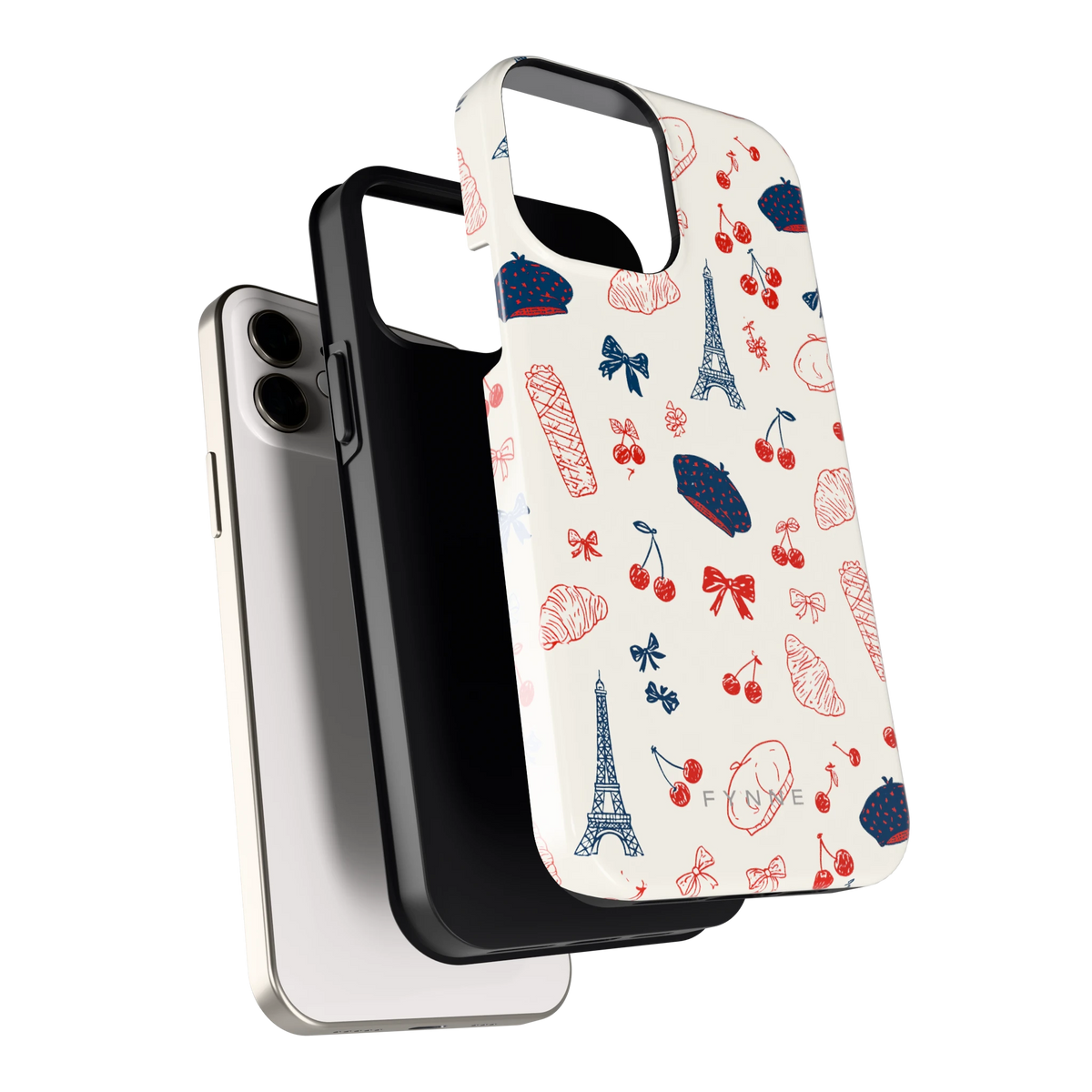 Parijse Doodles hoesje voor iPhone 12, los van de telefoon