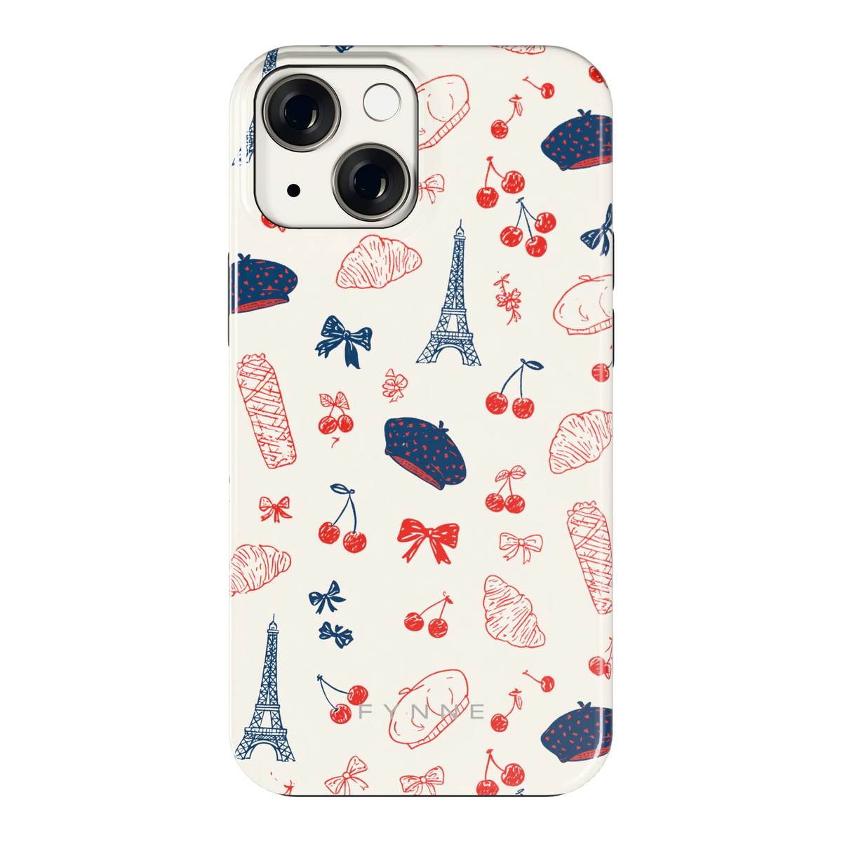 Parijse Doodles hoesje voor iPhone 13 mini, achterkant
