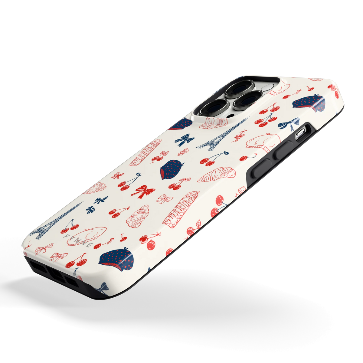Parijse Doodles hoesje voor iPhone 13 Pro, schuin