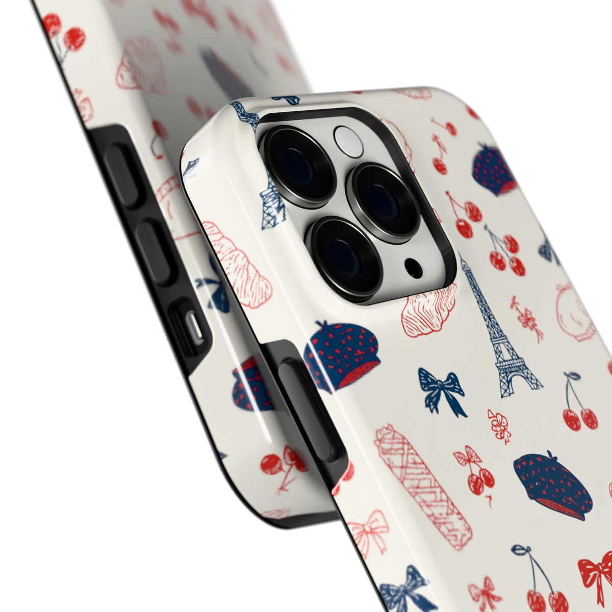 Parijse Doodles hoesje voor iPhone 13 Pro, close-up