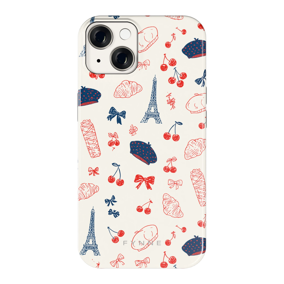 Parijse Doodles hoesje voor iPhone 14, achterkant