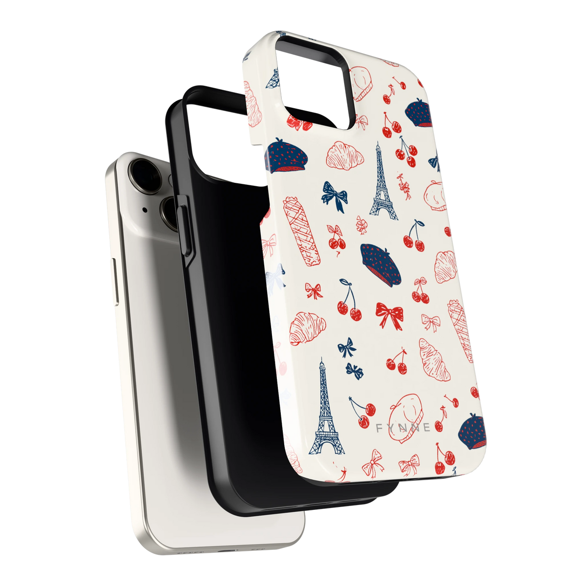 Parijse Doodles hoesje voor iPhone 14, los van de telefoon