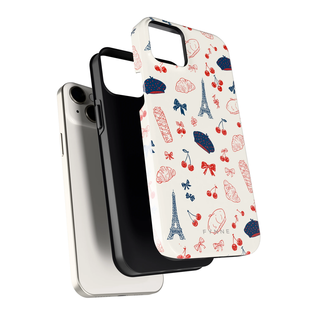 Parijse Doodles hoesje voor iPhone 14 Plus, los van de telefoon