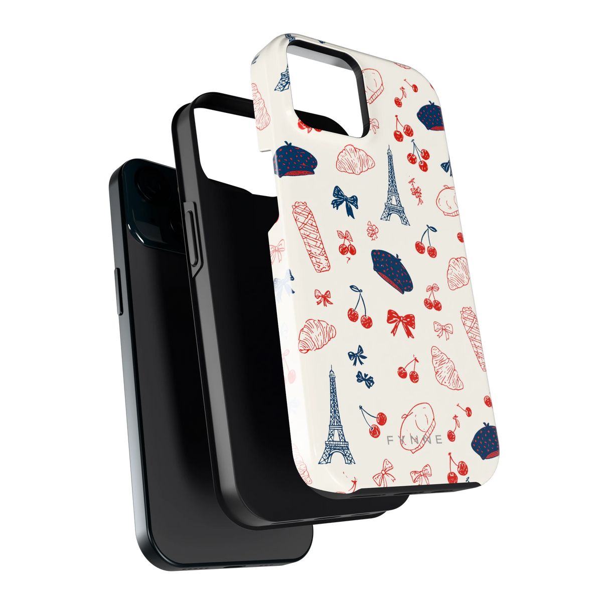 Parijse Doodles hoesje voor iPhone 15, los van de telefoon