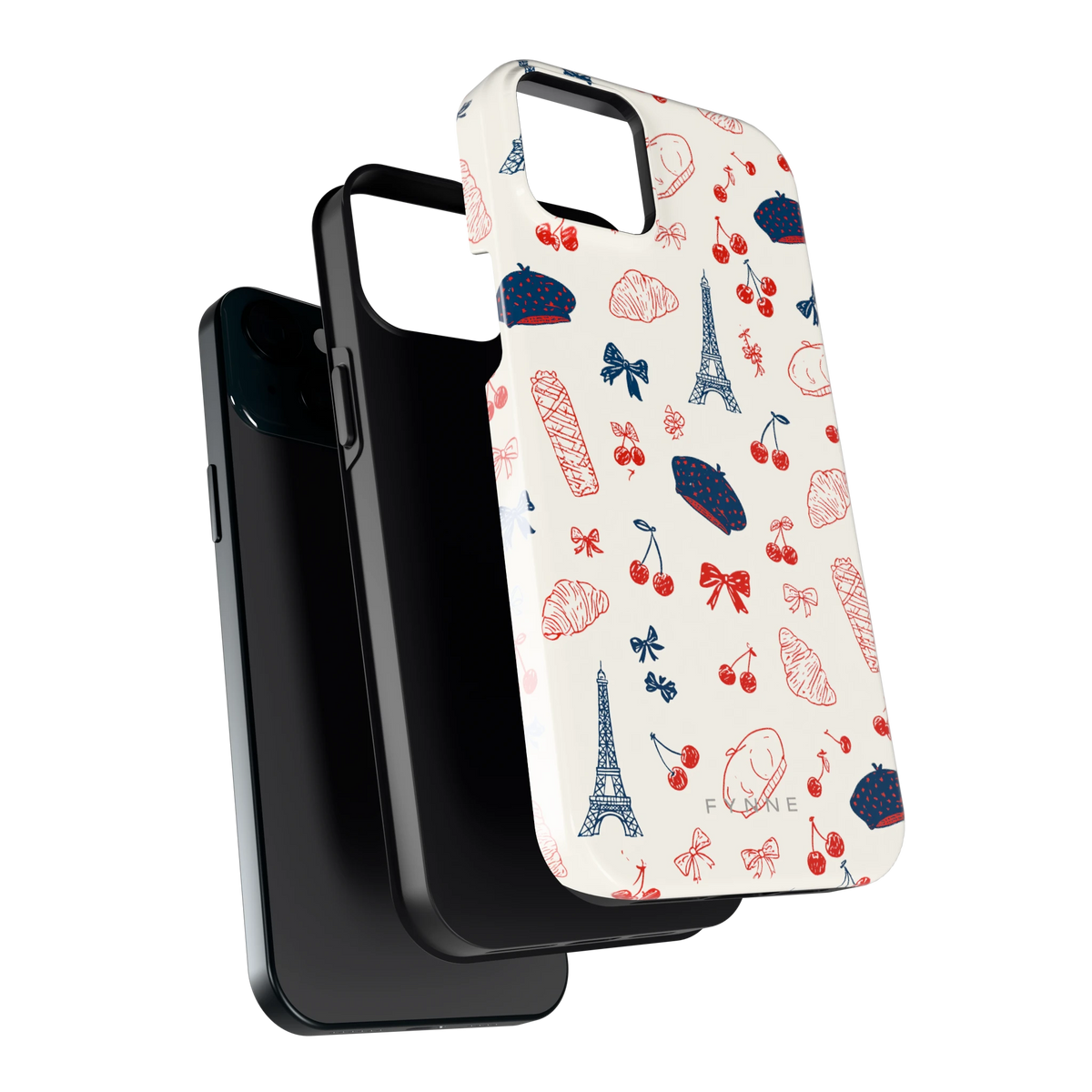 Parijse Doodles hoesje voor iPhone 15 Plus, los van de telefoon
