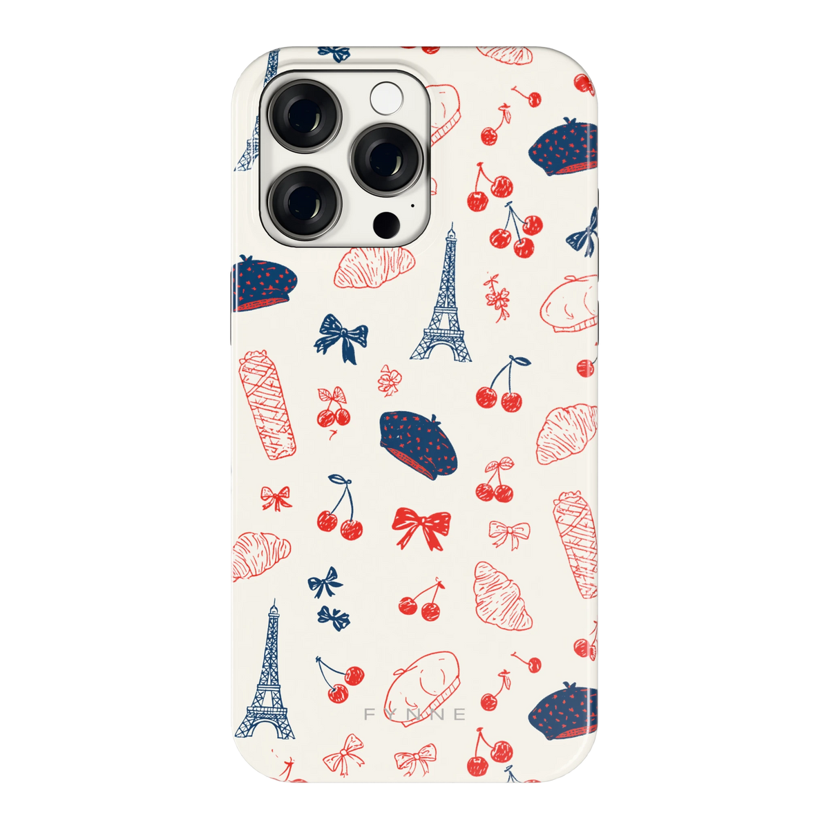 Parijse Doodles hoesje voor iPhone 15 Pro Max, achterkant