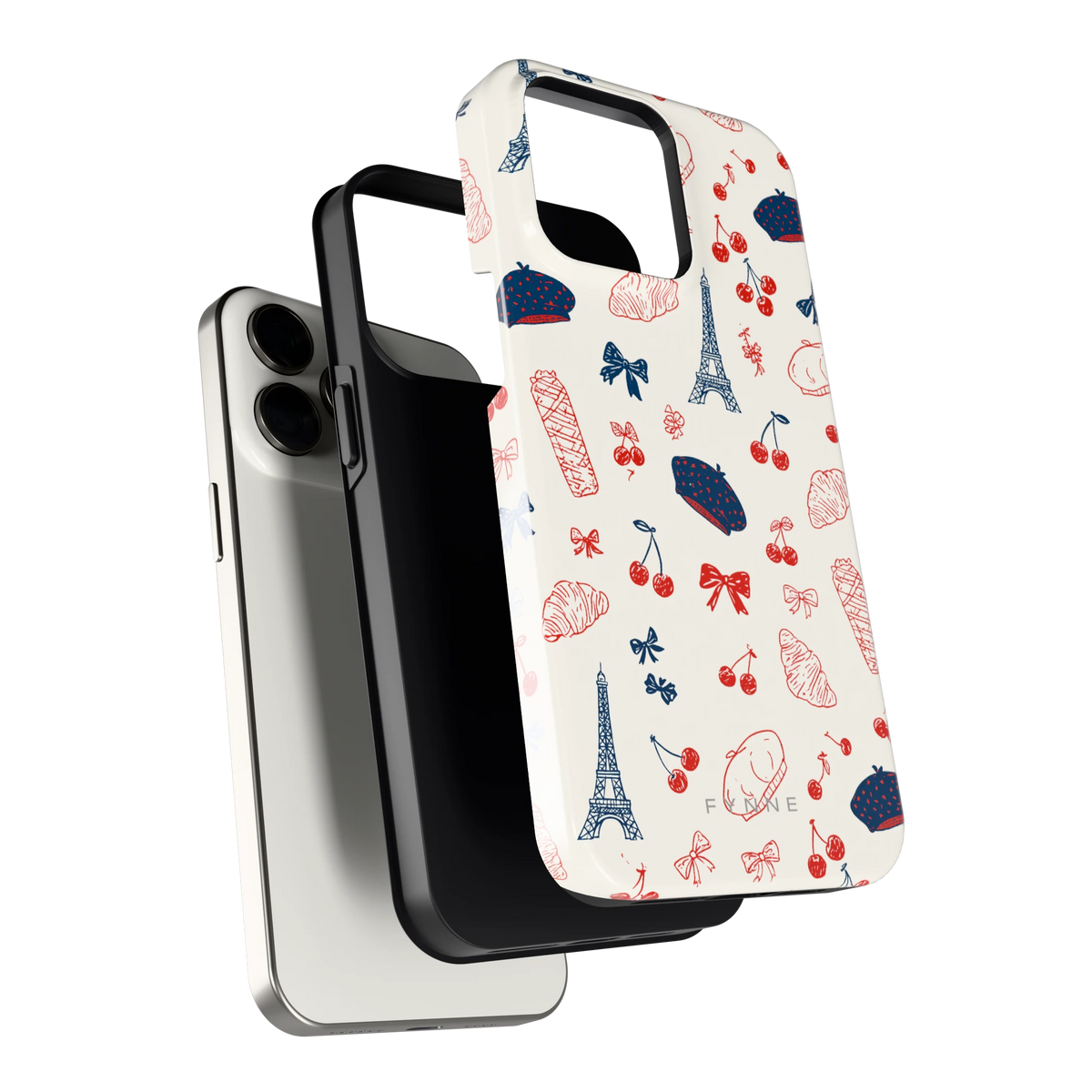 Parijse Doodles hoesje voor iPhone 15 Pro Max, los van de telefoon