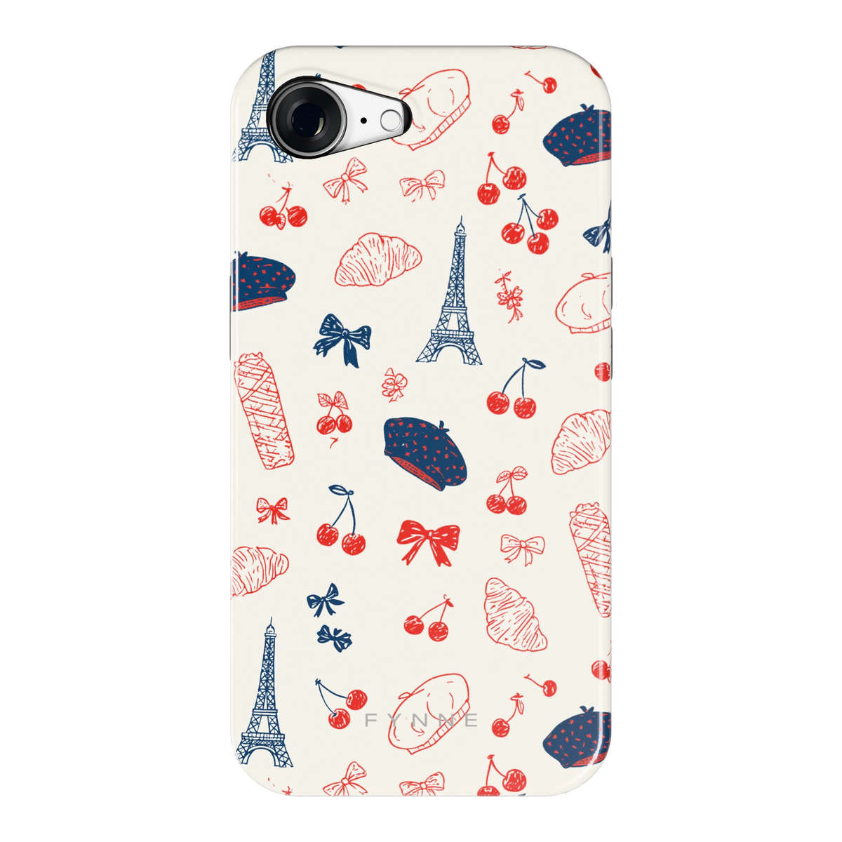 Parijse Doodles hoesje voor iPhone 16e, achterkant