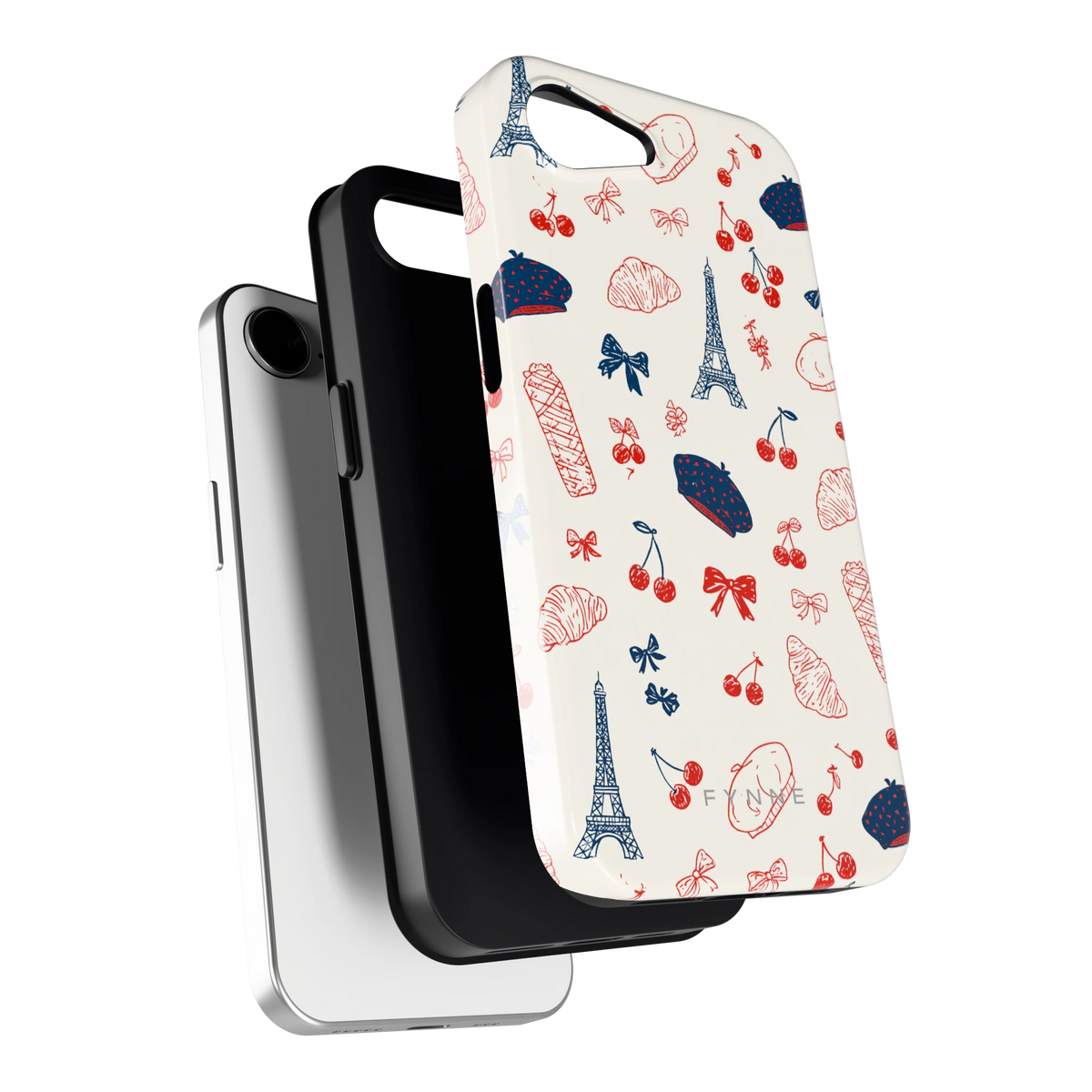 Parijse Doodles hoesje voor iPhone 16e, los van de telefoon