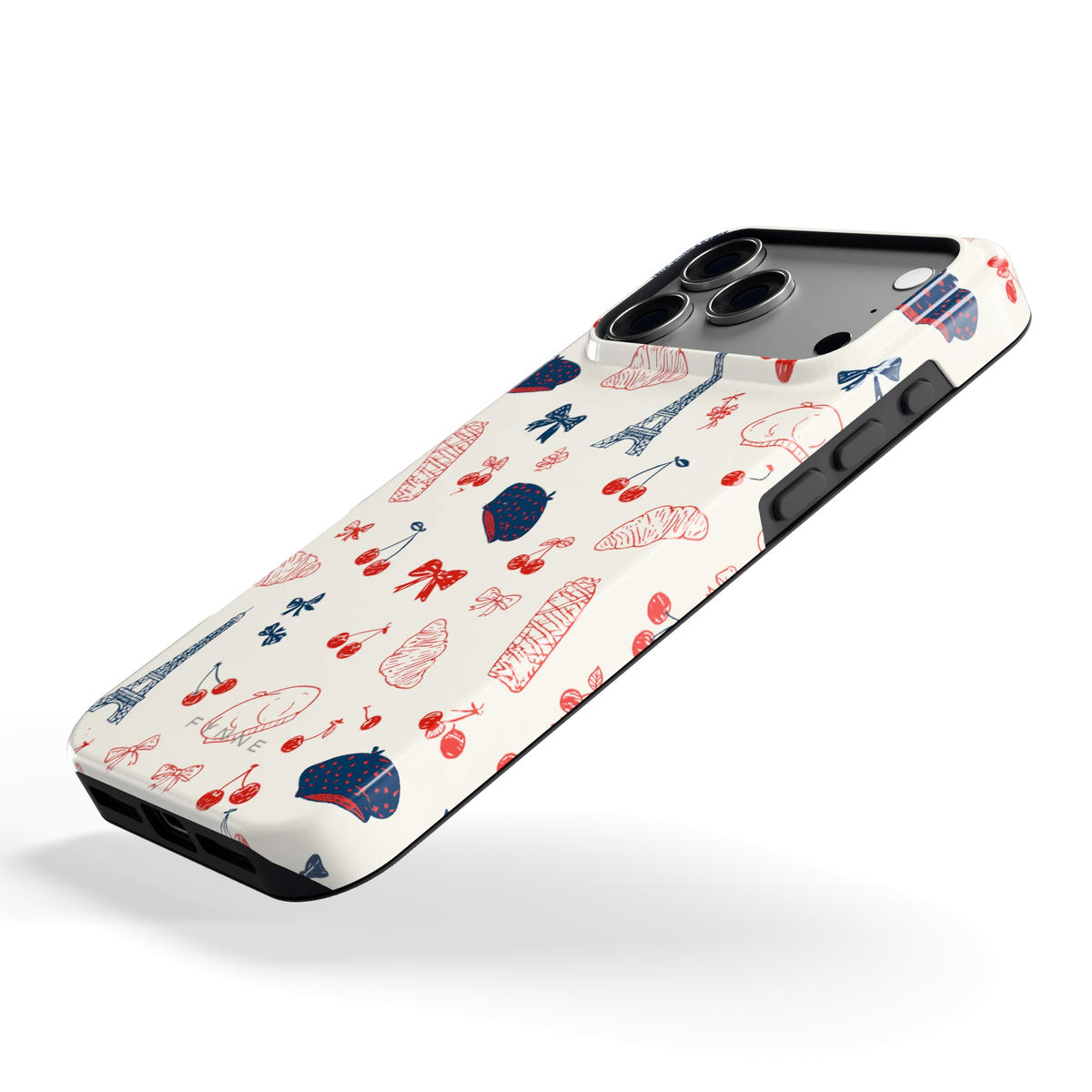 Parijse Doodles hoesje voor iPhone 17 Pro Max, schuin