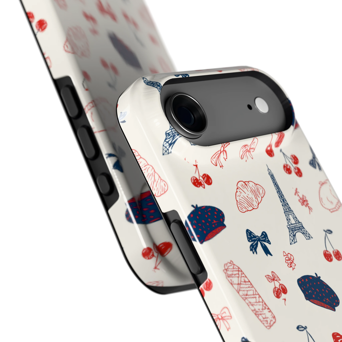 Parijse Doodles hoesje voor iPhone Air, close-up
