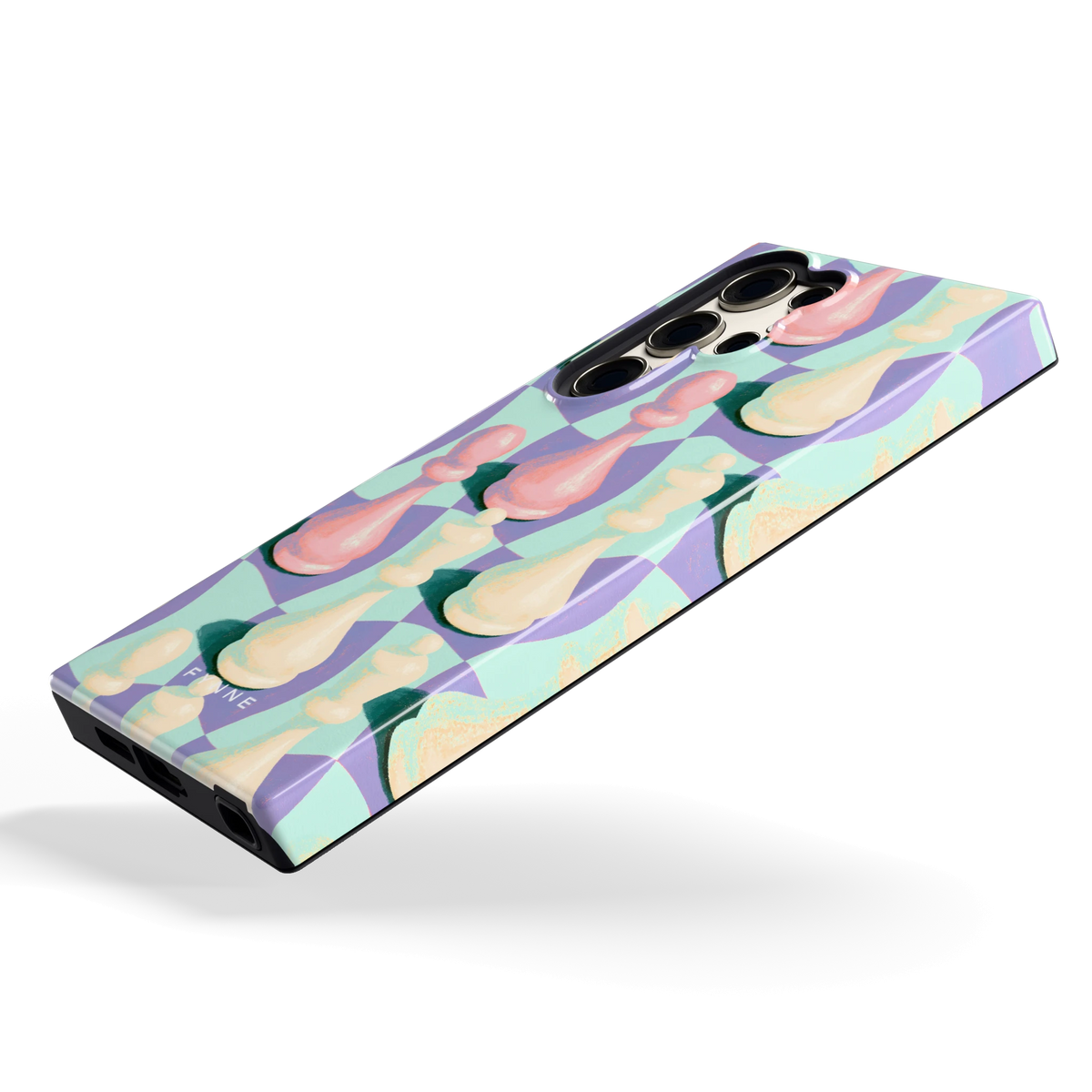 Pastel Schaakstukken hoesje voor Galaxy S23 Ultra, schuin