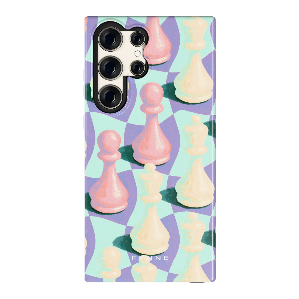 Pastel Schaakstukken hoesje voor Galaxy S23 Ultra, achterkant