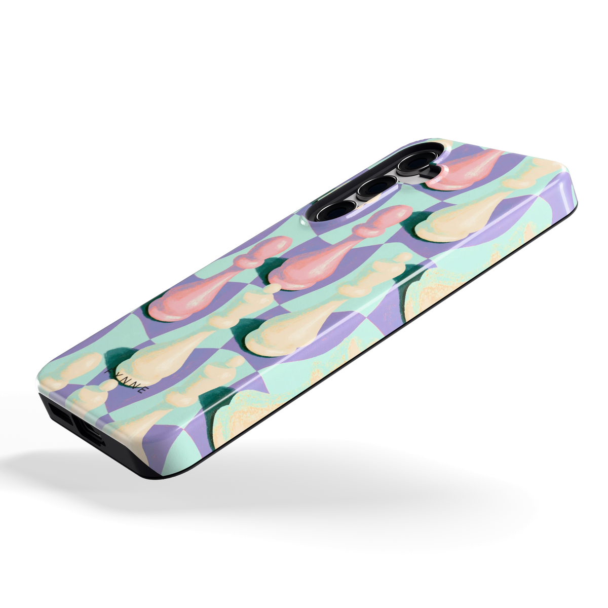 Pastel Schaakstukken hoesje voor Galaxy S24, schuin