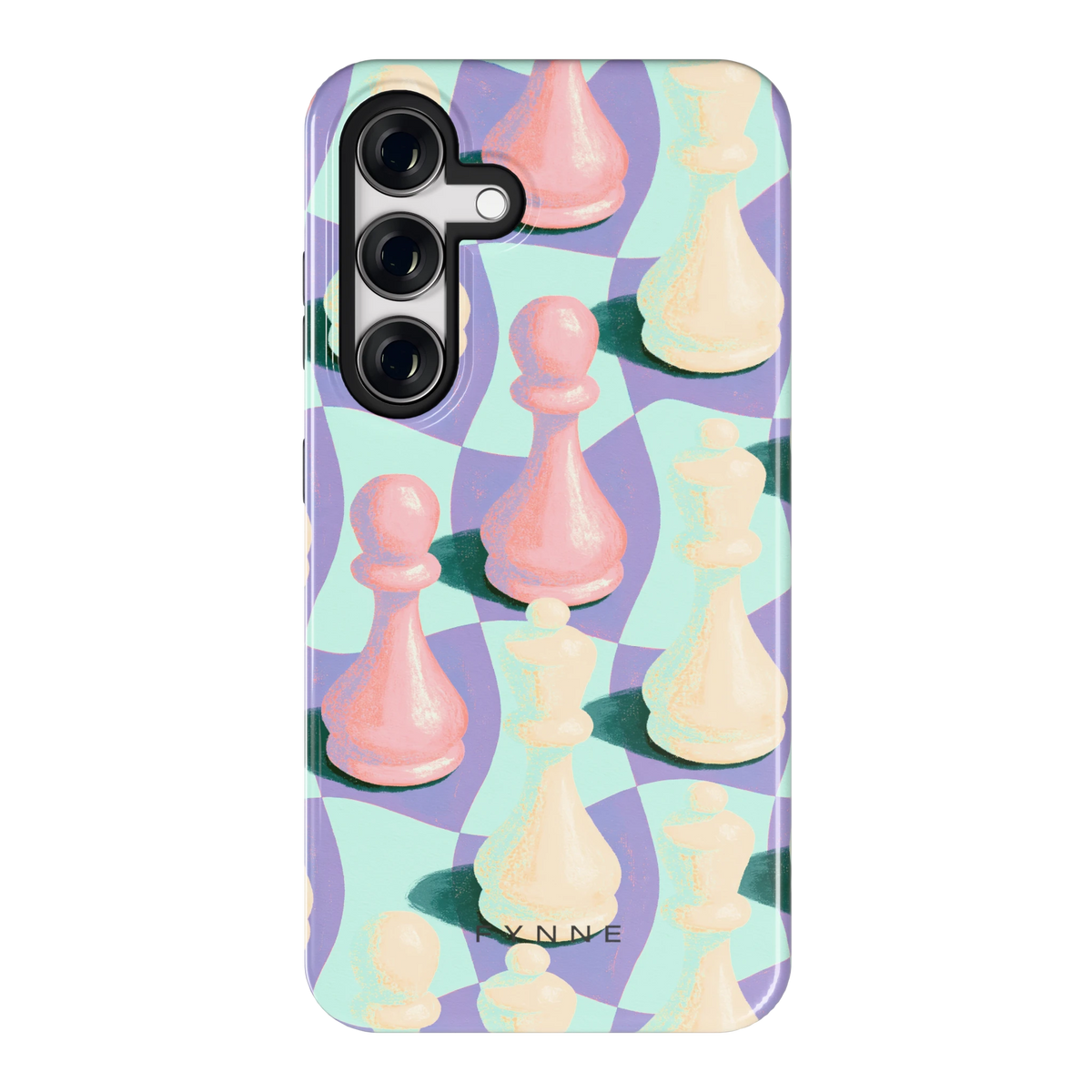 Pastel Schaakstukken hoesje voor Galaxy S24, achterkant