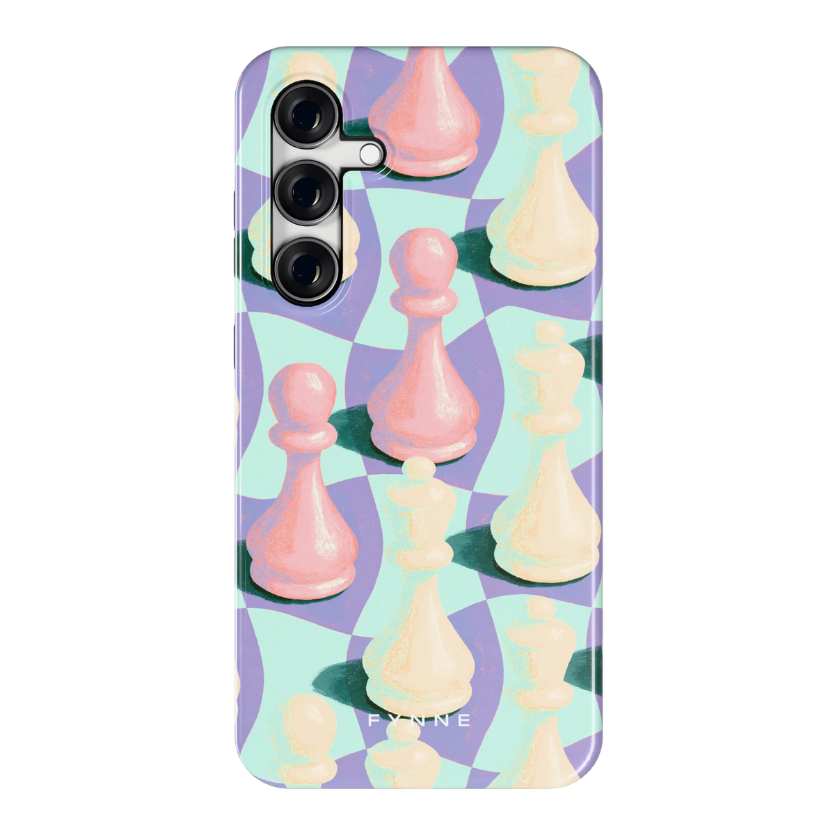 Pastel Schaakstukken hoesje voor Galaxy S24 FE, achterkant