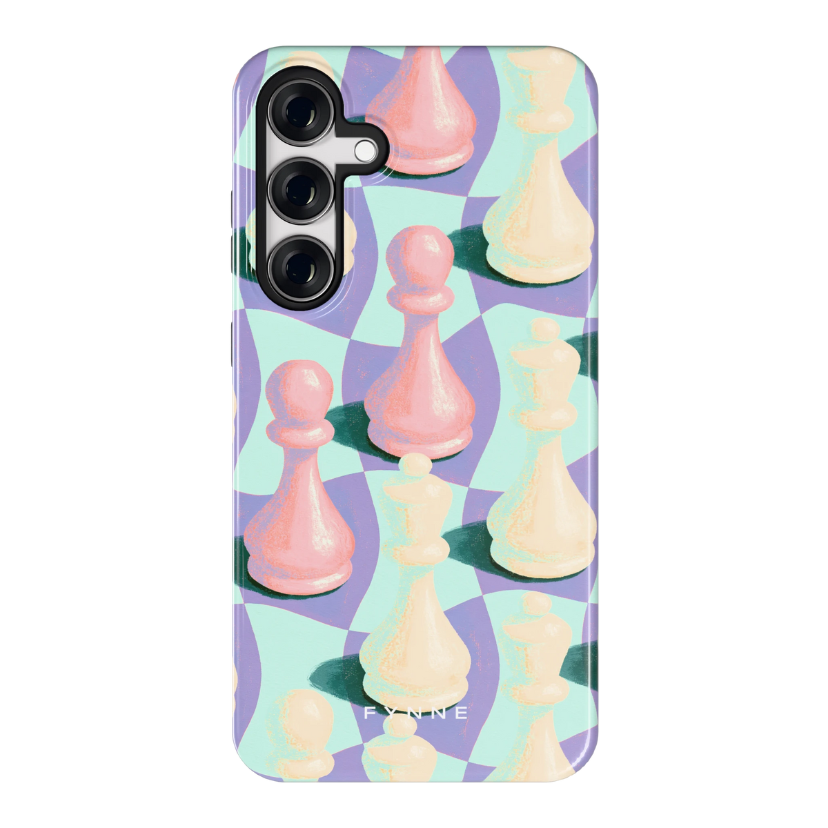 Pastel Schaakstukken hoesje voor Galaxy S24+, achterkant
