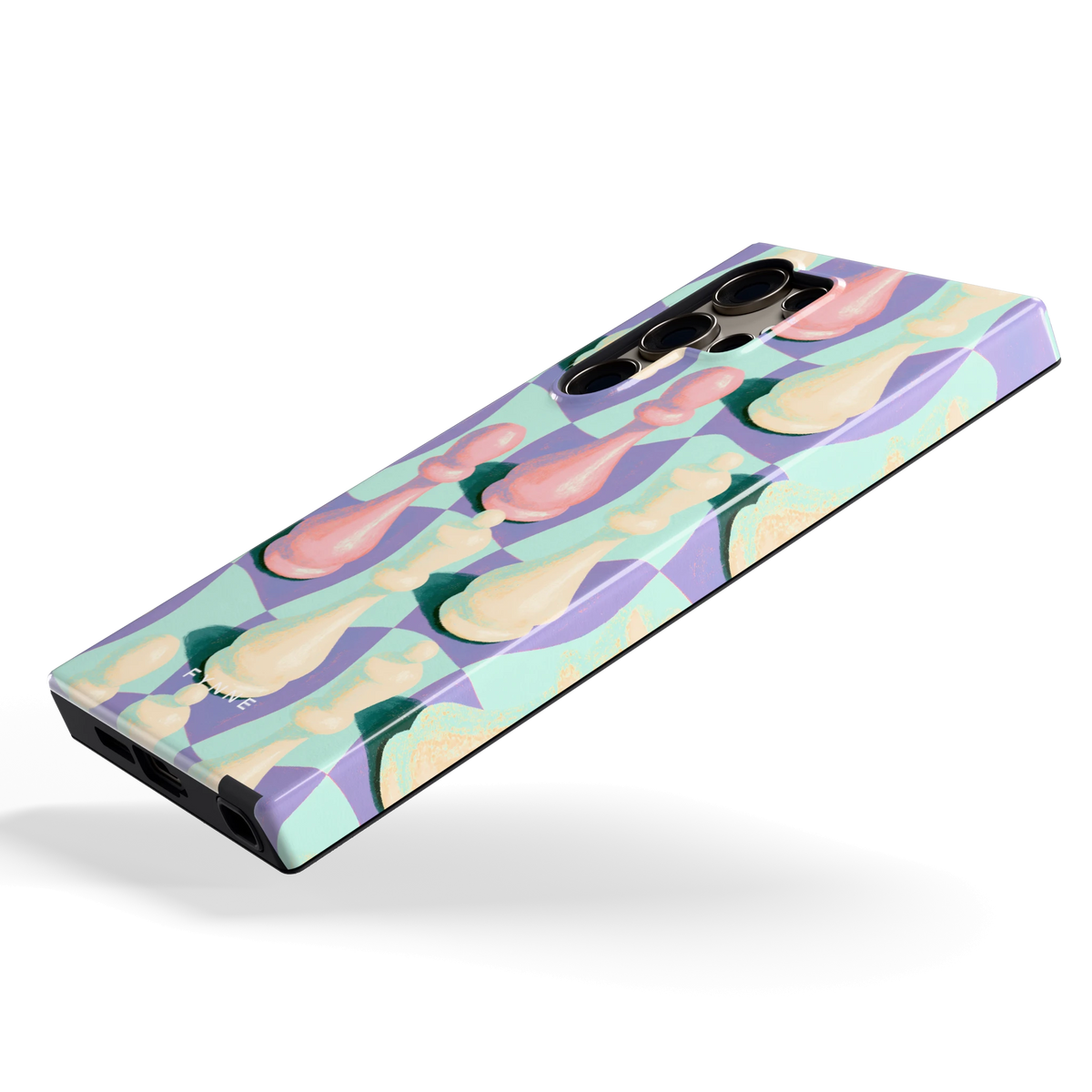 Pastel Schaakstukken hoesje voor Galaxy S24 Ultra, schuin
