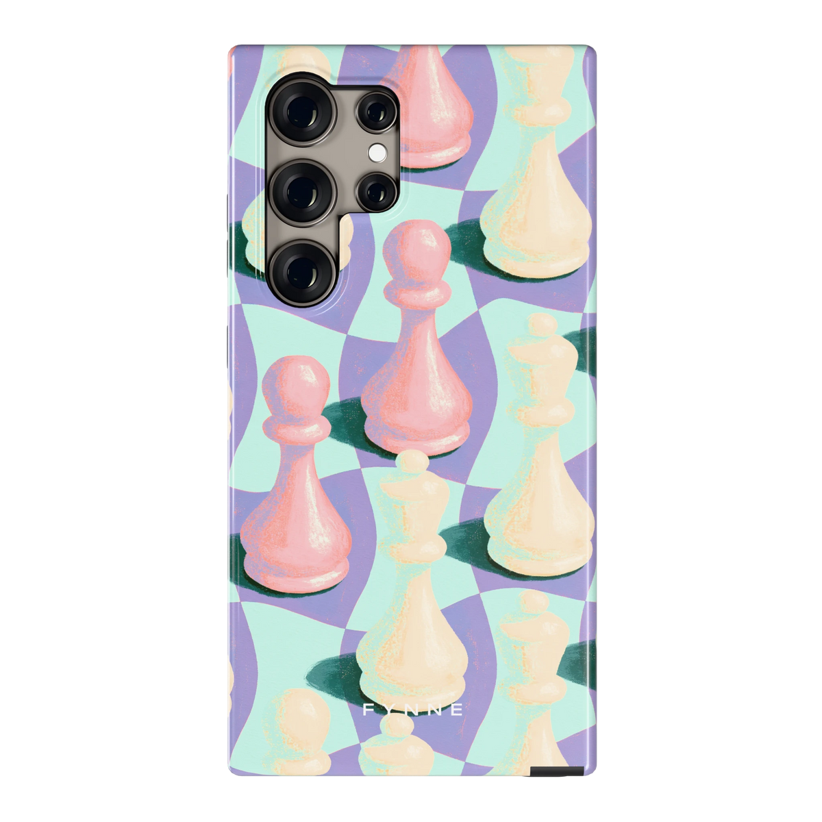 Pastel Schaakstukken hoesje voor Galaxy S24 Ultra, achterkant