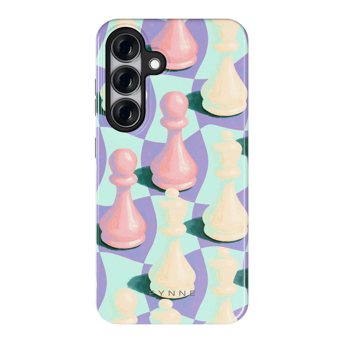 Pastel Schaakstukken hoesje voor Galaxy S25, achterkant