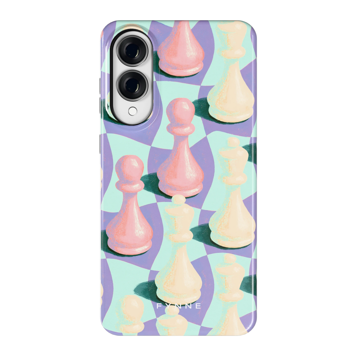 Pastel Schaakstukken hoesje voor Galaxy S25 Edge, achterkant