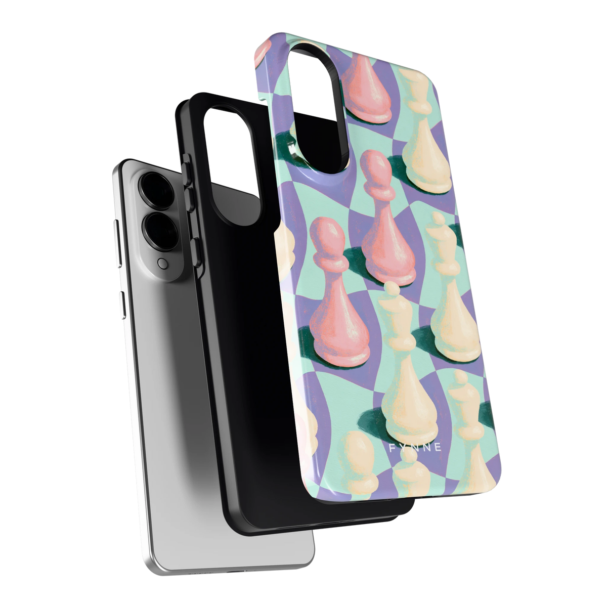 Pastel Schaakstukken hoesje voor Galaxy S25 Edge, los van de telefoon
