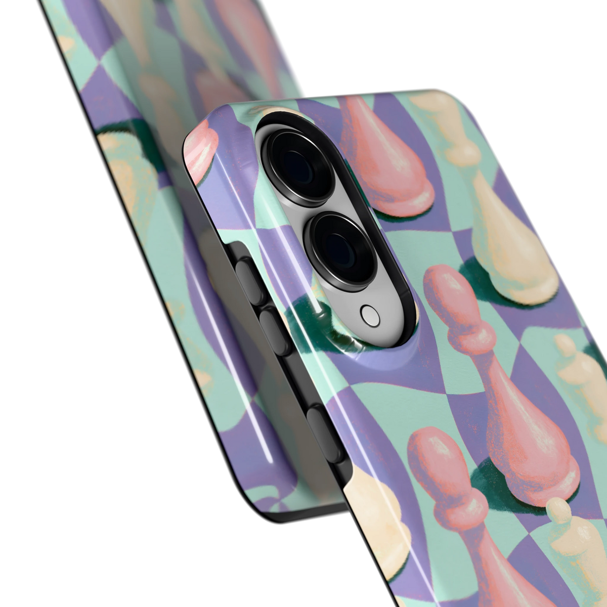 Pastel Schaakstukken hoesje voor Galaxy S25 Edge, close-up