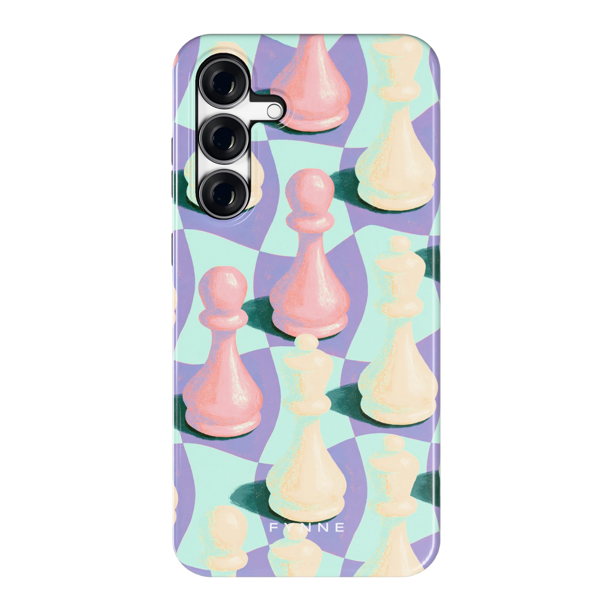 Pastel Schaakstukken hoesje voor Galaxy S25 FE, achterkant