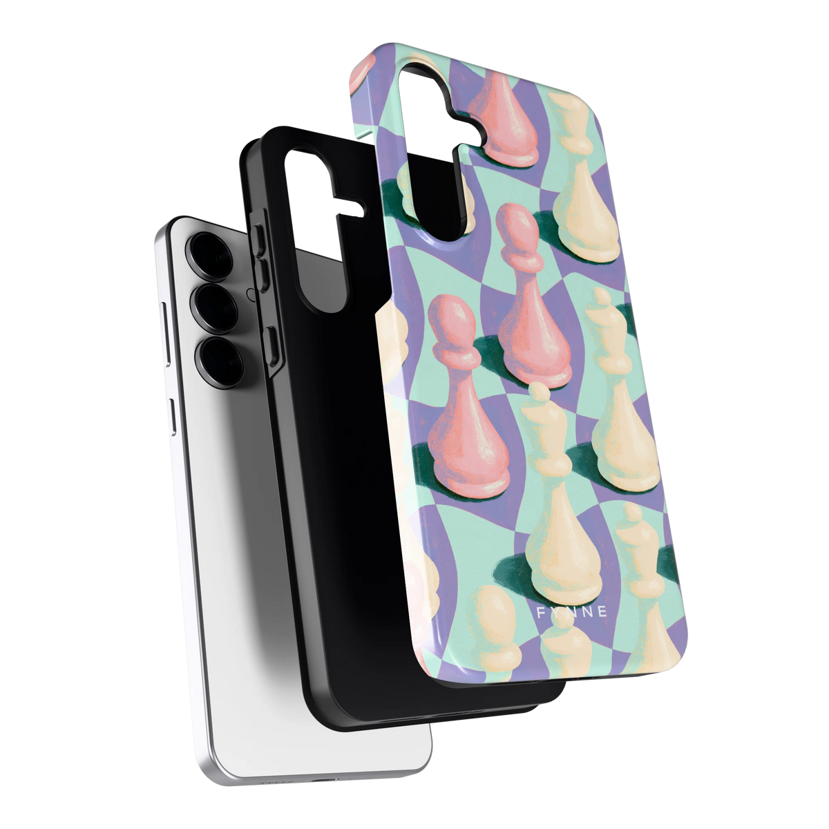 Pastel Schaakstukken hoesje voor Galaxy S25 FE, los van de telefoon