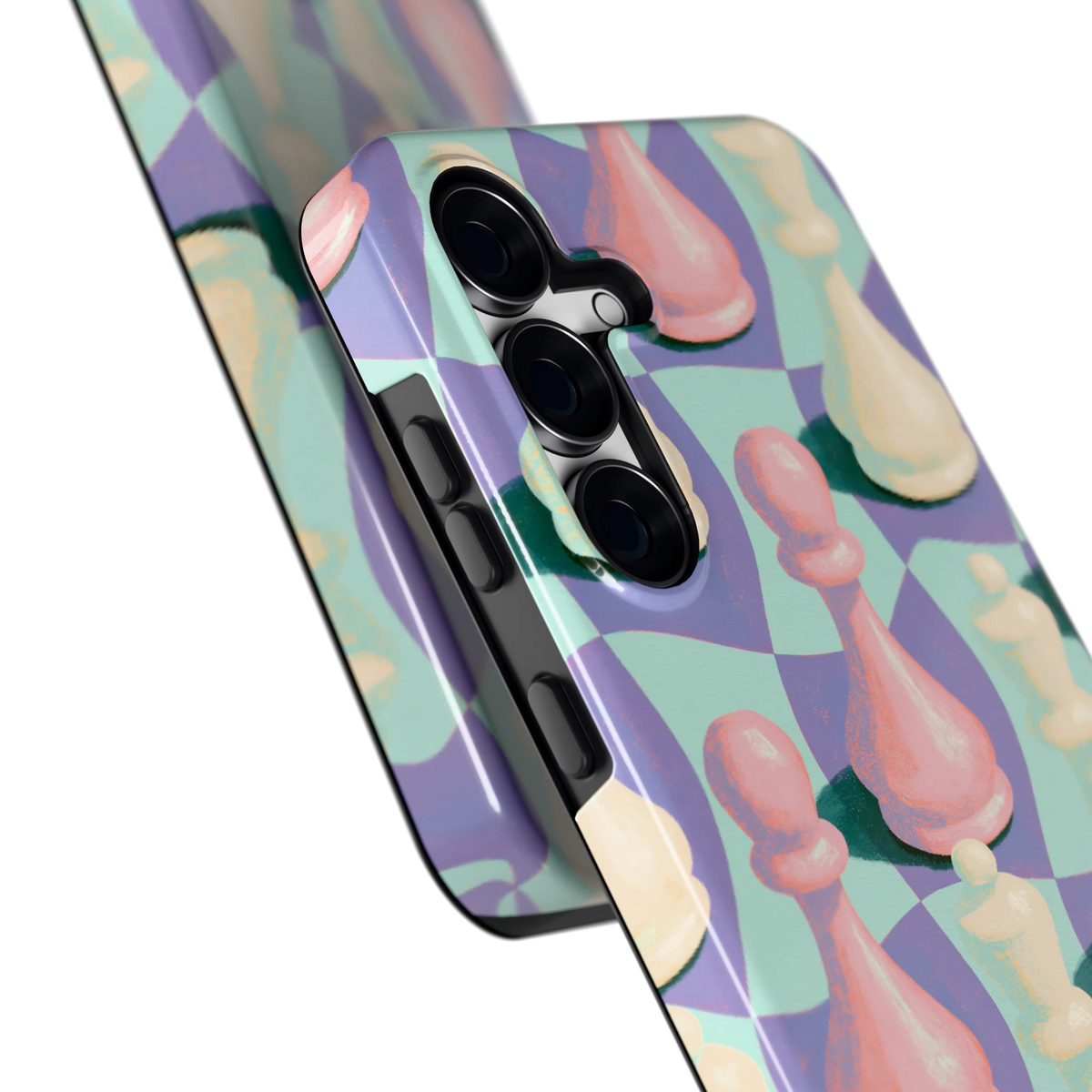 Pastel Schaakstukken hoesje voor Galaxy S25 FE, close-up