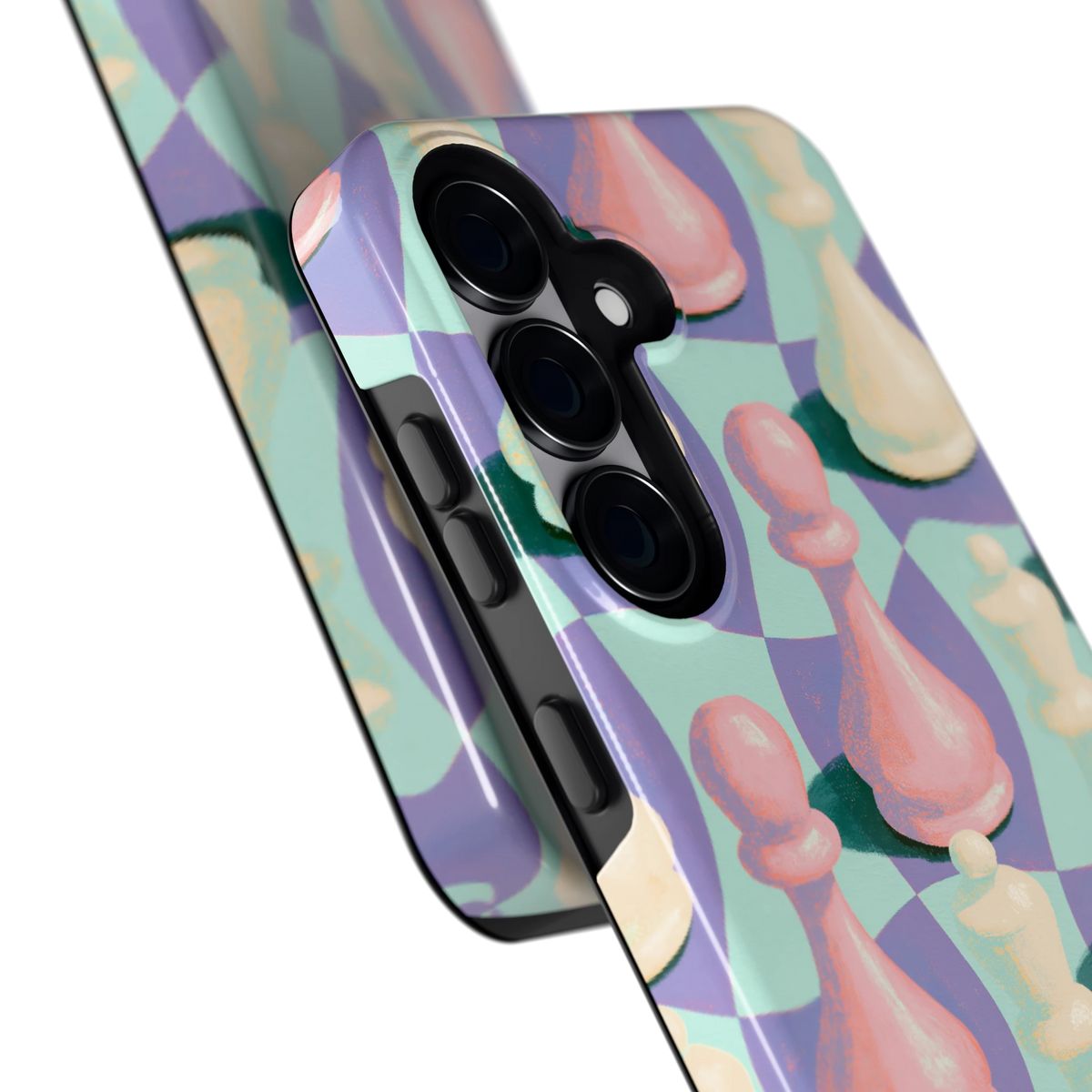 Pastel Schaakstukken hoesje voor Galaxy S25, close-up