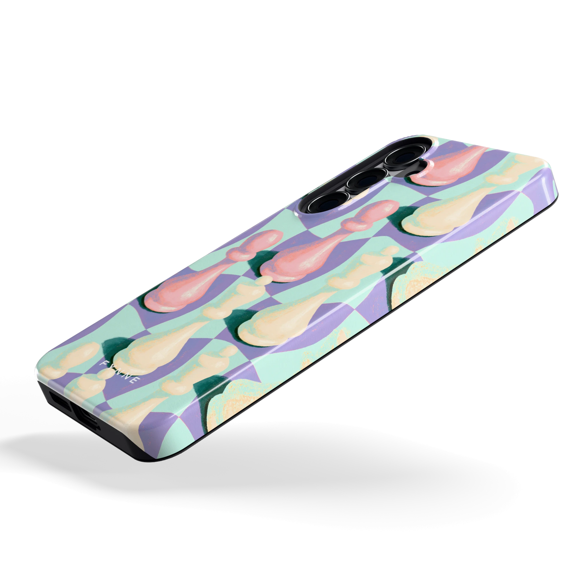 Pastel Schaakstukken hoesje voor Galaxy S25+, schuin