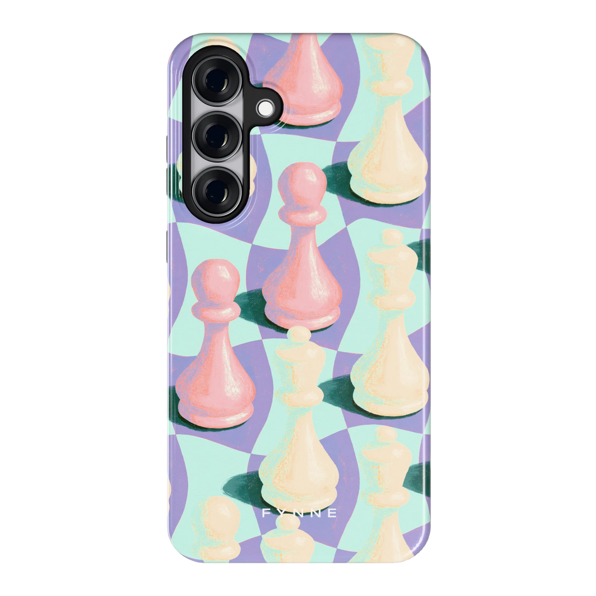 Pastel Schaakstukken hoesje voor Galaxy S25+, achterkant