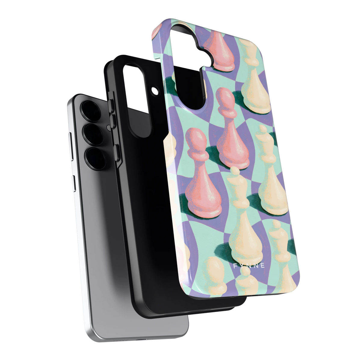 Pastel Schaakstukken hoesje voor Galaxy S25+, los van de telefoon