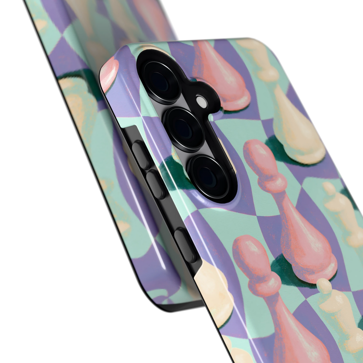 Pastel Schaakstukken hoesje voor Galaxy S25+, close-up