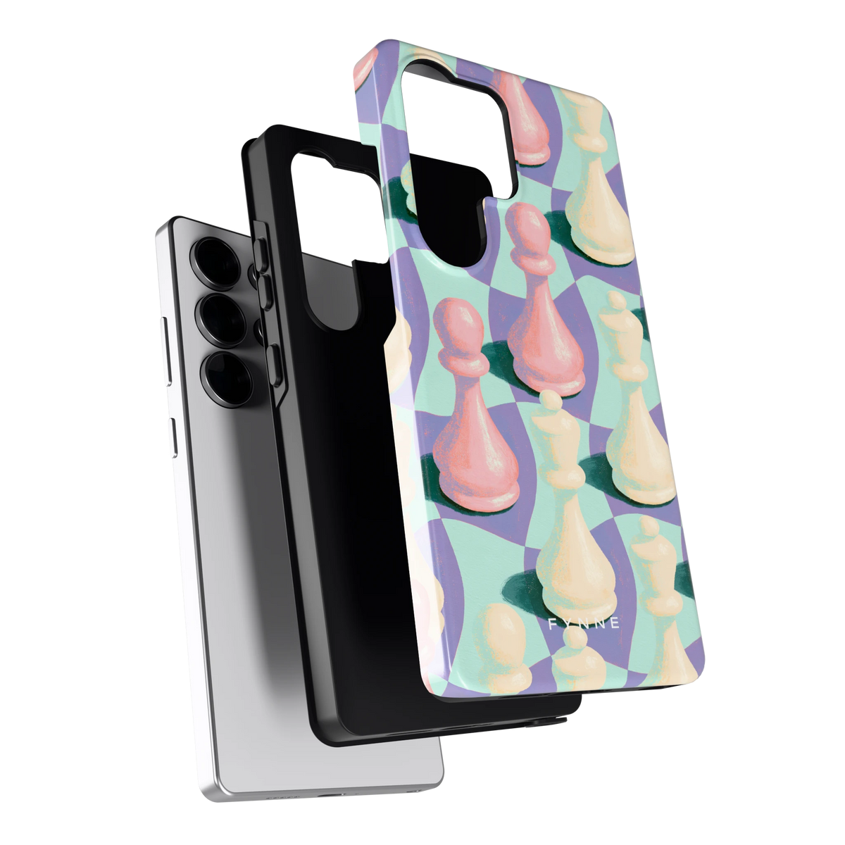 Pastel Schaakstukken hoesje voor Galaxy S25 Ultra, los van de telefoon
