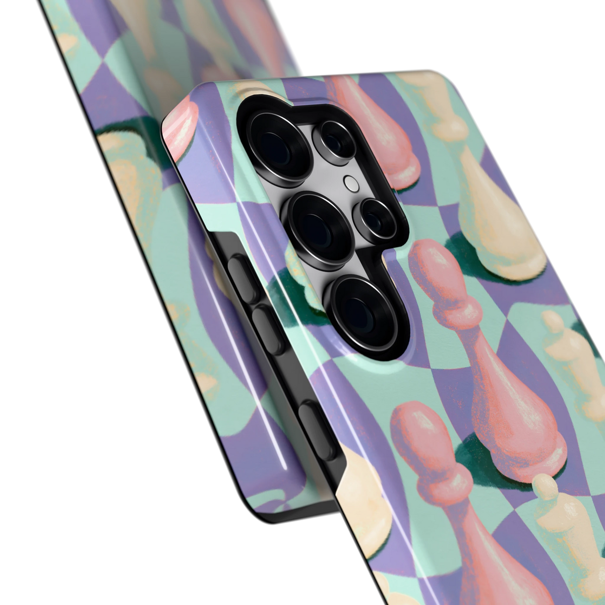 Pastel Schaakstukken hoesje voor Galaxy S25 Ultra, close-up