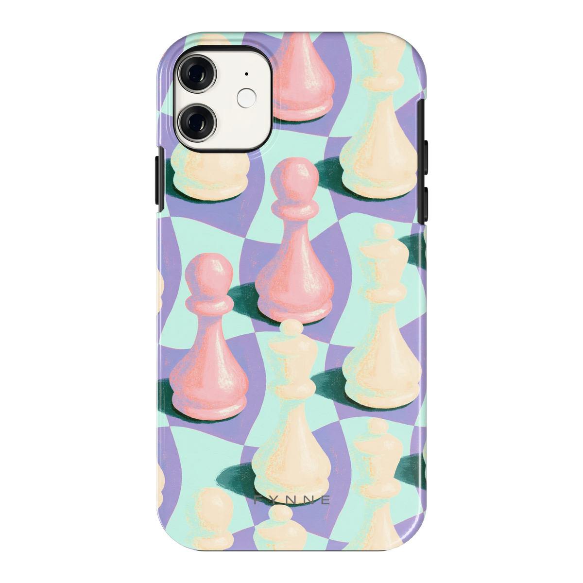 Pastel Schaakstukken hoesje voor iPhone 11, achterkant