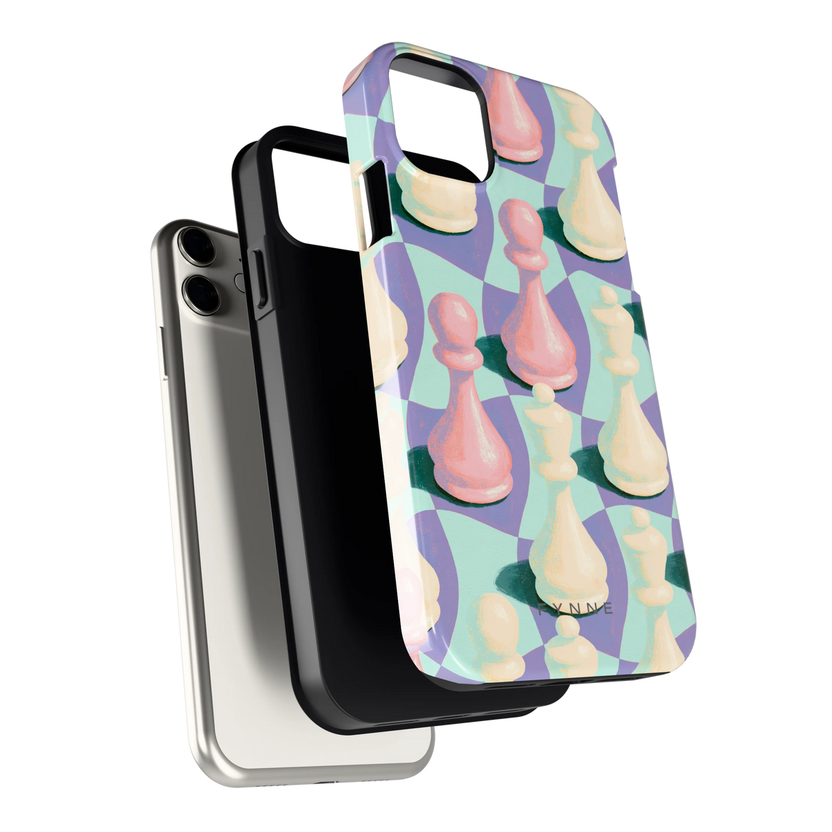Pastel Schaakstukken hoesje voor iPhone 11, los van de telefoon
