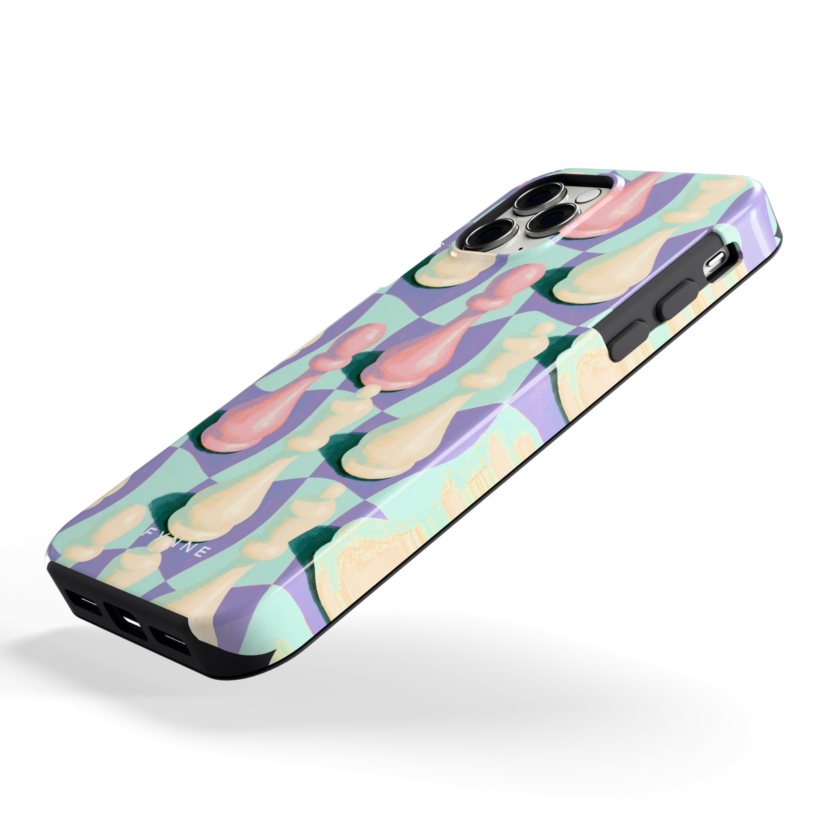 Pastel Schaakstukken hoesje voor iPhone 11 Pro, schuin