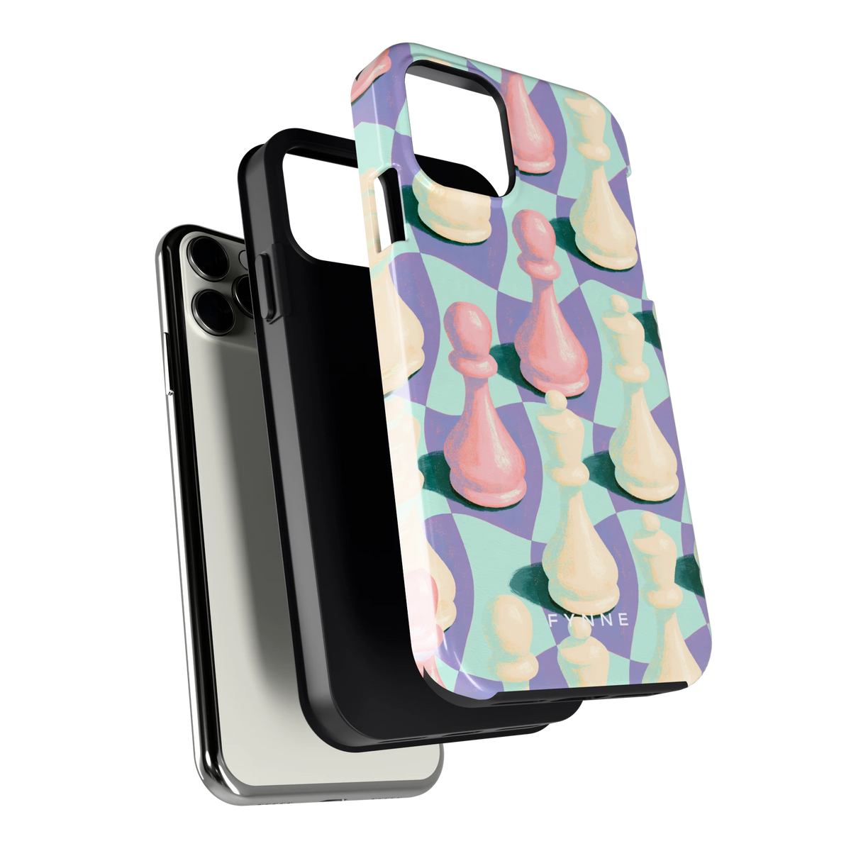 Pastel Schaakstukken hoesje voor iPhone 11 Pro, los van de telefoon
