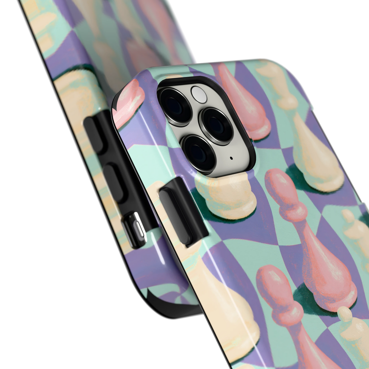 Pastel Schaakstukken hoesje voor iPhone 11 Pro, close-up