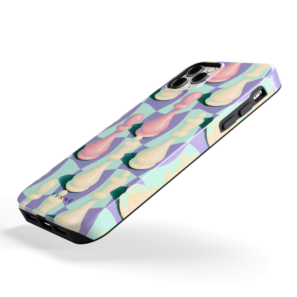 Pastel Schaakstukken hoesje voor iPhone 11 Pro Max, schuin
